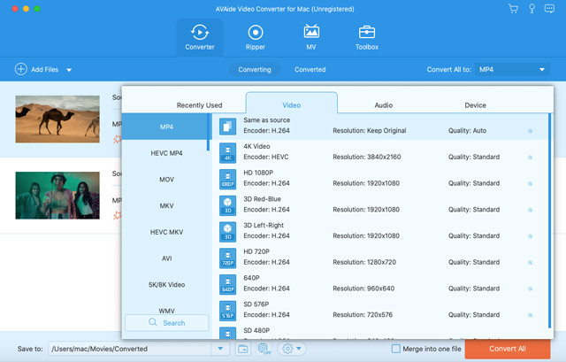 Pilih Output Format Converter