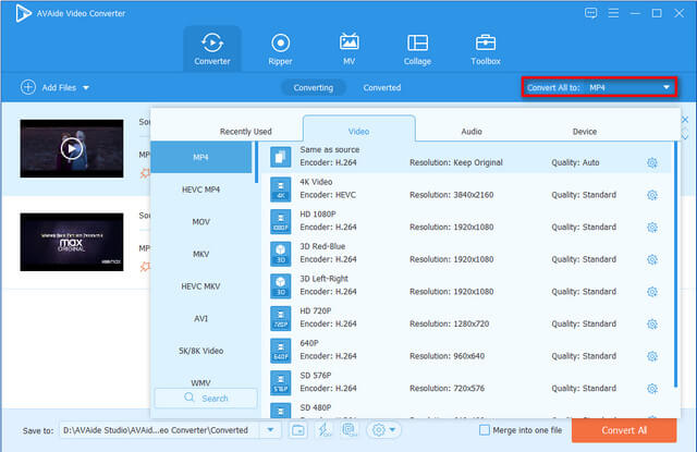 Select Output Format Converter